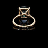 Cushion Cut Blue Sapphire Sterling Silver Ring in Rose Gold Tone