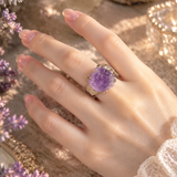 Vintage Natural Raw Amethyst Crystal Statement Ring