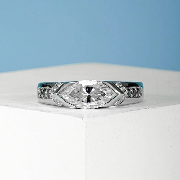 Exquisite 1.0ct Marquise Cut Sterling Silver Engagement Ring