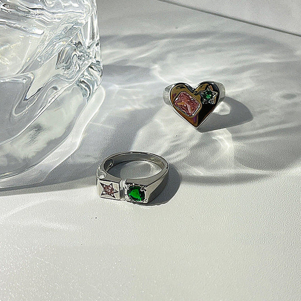 Retro Heart Design Adjustable Open Rings