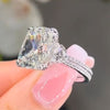 Stunning Radiant Cut Sterling Silver Engagament Ring