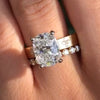 Sparkling 2PCS Cushion Cut Sterling Silver Bridal Set With Clover Design Band