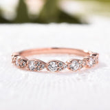 Rose Golden Tone Half Eternity Stackable Wedding Band