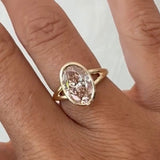 Simple Pink Oval Cut Sterling Silver Engagement Ring