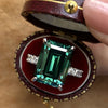 Vintage Emerald Green Moissanite Sterling Silver Ring