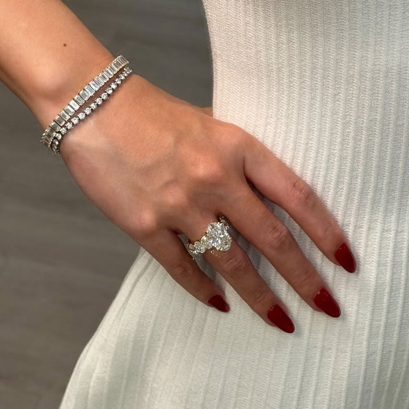 5.88ct Elongated Oval Eternity Engagement Ring