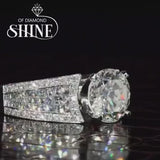 Round Cut Sterling Silver Engagement Ring with Widen Edge