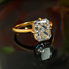 Radiant Cut Sterling Silver Solitaire Engagement Ring in Golden Tone