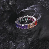 “Eternal Rainbow” Full Eternity Band in 18K Gold Plated 925 Sterling Silver