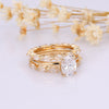 Luxurious Golden Tone Oval Cut Ring With Marquise Cut Band Bridal Set In Sterling Silver