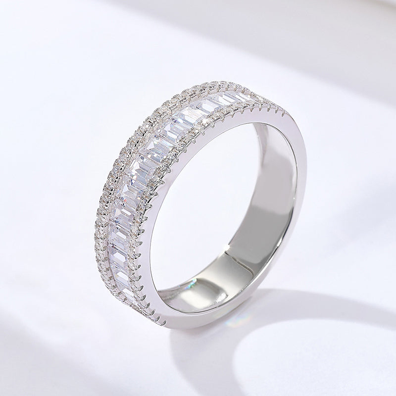 Sale | Stunning Cluster Design Sterling Silver Wedding Ring Set