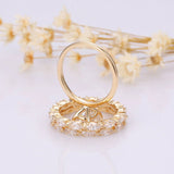 Luxurious Golden Tone Oval Cut Ring With Marquise Cut Band Bridal Set In Sterling Silver