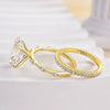 Yellow Gold Tone Oval Cut Wedding Bridal Set In Sterling Silver