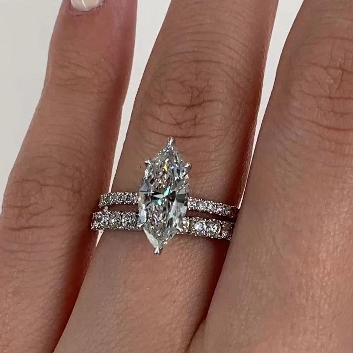 Marquise cut diamond bridal sets Clearance