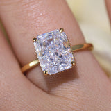 Stunning Hidden Halo Design Radiant Cut Sterling Silver Engagement Ring