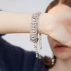 Sparkle Geometric Decor Fringe Rhinestones Bracelet