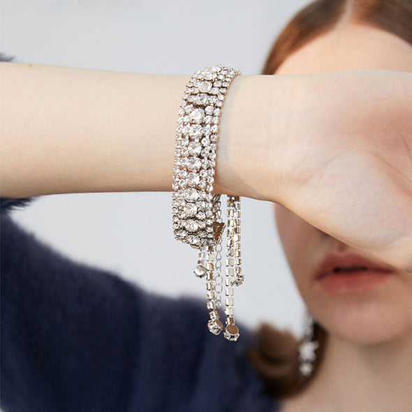 Sparkle Geometric Decor Fringe Rhinestones Bracelet