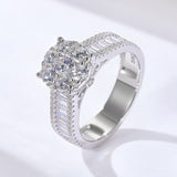Sale | Stunning Cluster Design Sterling Silver Wedding Ring Set