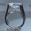 3.5ct Distinctive Inverted Tension-set Oval Cut Sterling Silver Engagement Ring