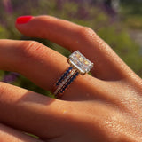 3 Pcs Two Tone Radiant Cut Sterling Silver Bridal Set