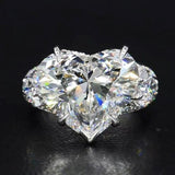 Three Stone Heart Cut Engagement Ring in Sterling Silver
