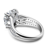 Three Stone Heart Cut Engagement Ring in Sterling Silver