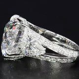 Three Stone Heart Cut Engagement Ring in Sterling Silver
