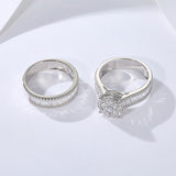 Sale | Stunning Cluster Design Sterling Silver Wedding Ring Set