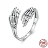 Halloween ‌‌Skeleton Hand Sterling Silver Open Ring