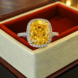 5 Ct Fancy Yellow Radiant Cut Engagement Ring in Sterling Silver
