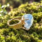 Natural Blue Calcite Raw Crystal One-of-a-Kind Ring