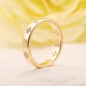 Golden Tone Art Carved Wedding Band