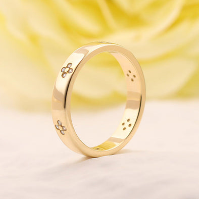 Golden Tone Art Carved Wedding Band