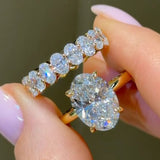 2Pcs Oval Cut Bridal Ring Sets in 925 Sterling Silver