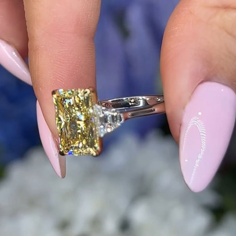 Yellow Fancy Rings Fancy Yellow 4CT Radiant Cut Engagement Ring – shine of diamond