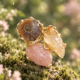 Natural Raw Crystal Triple Stone Ring