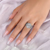 Oval Cut Double Halo Bridal Set with Double Edge Band Enhancer Ring Set