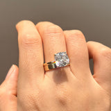 Stunning 2Pcs Cushion Cut Sterling Silver Bridal Set In Golden Tone