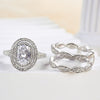 Oval Cut Double Halo Bridal Set with Double Edge Band Enhancer Ring Set