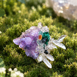 Amethyst & Green Tourmaline Raw One of a  Kind Fish Ring