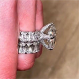 Handmade Cushion Cut Eternity Sterling Silver Bridal Set