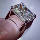 12ct Radiant Cut White Sapphire Handmade Sterling Silver Men's Ring