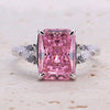 4.0CT Three Stone Pink Sterling Silver Engagement Ring (Multi Color Available)