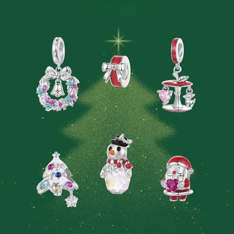 Christmas Themed 925 Sterling Silver Charms for Bracelets & Necklace