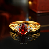 Vintage Design Ruby Engagement Ring in Sterling Silver