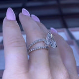 Pear Cut Asymmetry Sterling Silver Engagement Ring