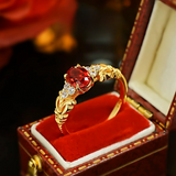 Vintage Design Ruby Engagement Ring in Sterling Silver