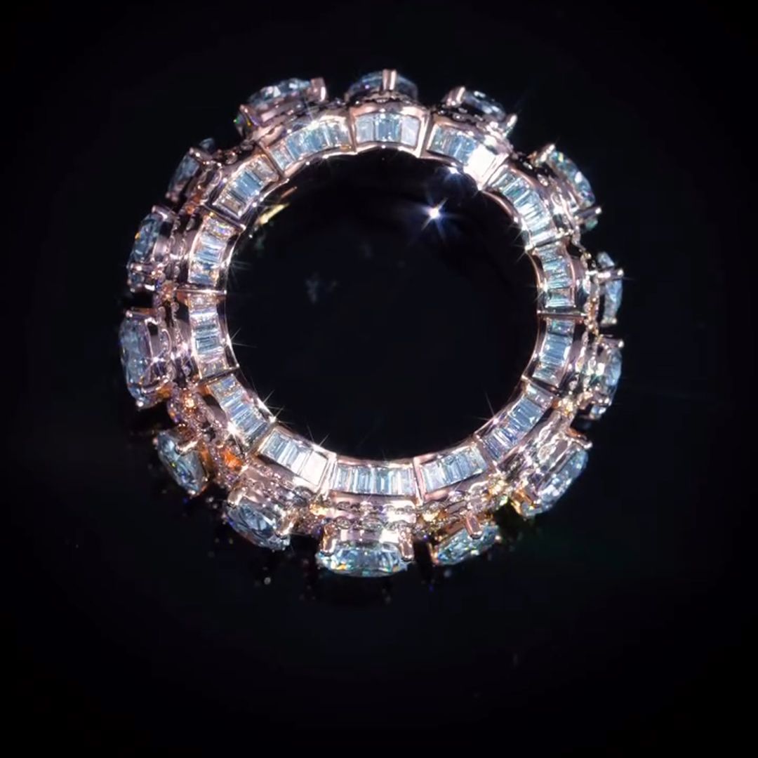 36ct Round-cut and Oval-cut  Sterling Silver Handmade Men's Ring