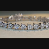 Beautiful Heart Cut Tennis Bracelet in Sterling Silver