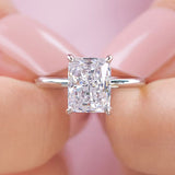 Classic Radiant Cut Sterling Silver Solitaire Engagement Ring